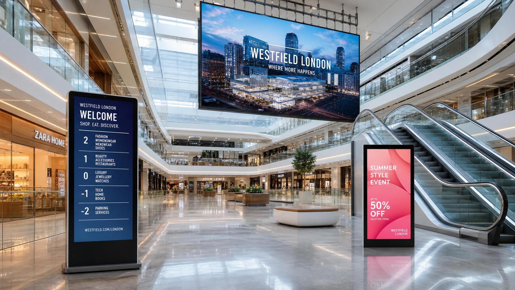 Commercial Display Solutions for Malls: Compare Wayfinding, Promotion, and Atrium Formats