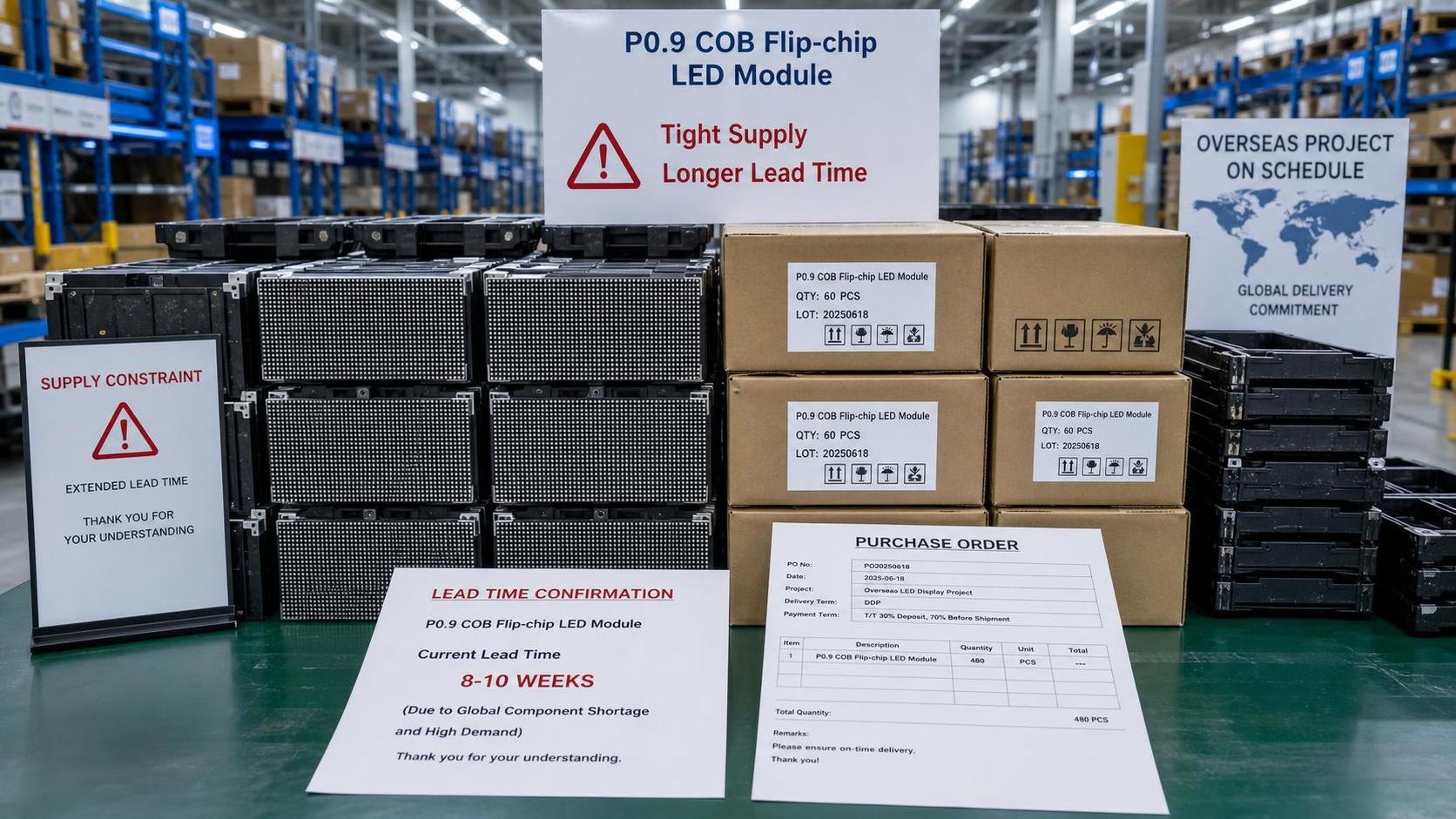 P0.9 COB LED Lead Times Stretch to 14 Weeks