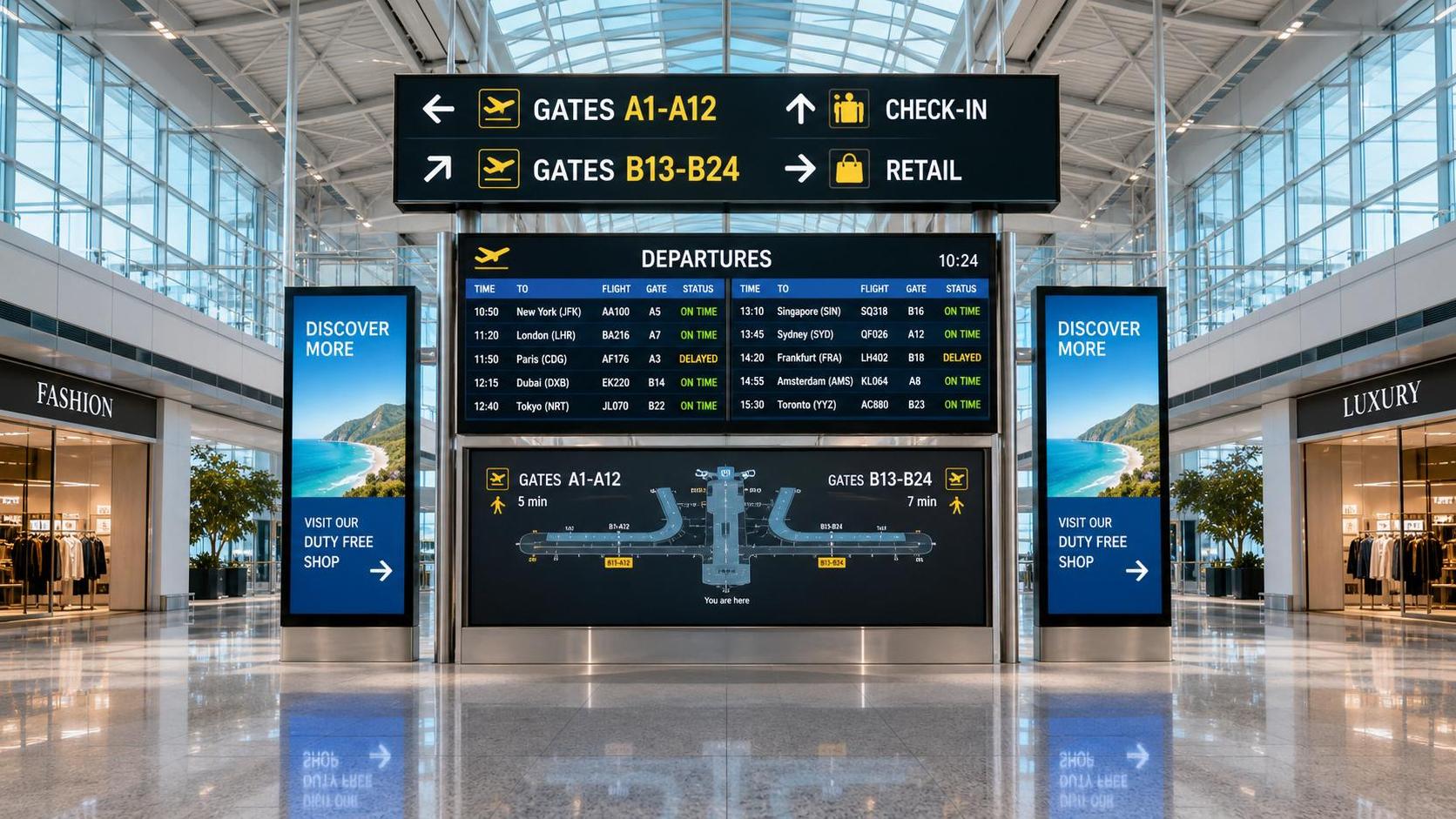 Commercial Display Integration for Airports: What to Plan for Wayfinding and Operations