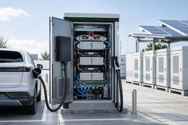 Power Electronics for Charging Stations: Key Components, Efficiency Limits, and Heat Design