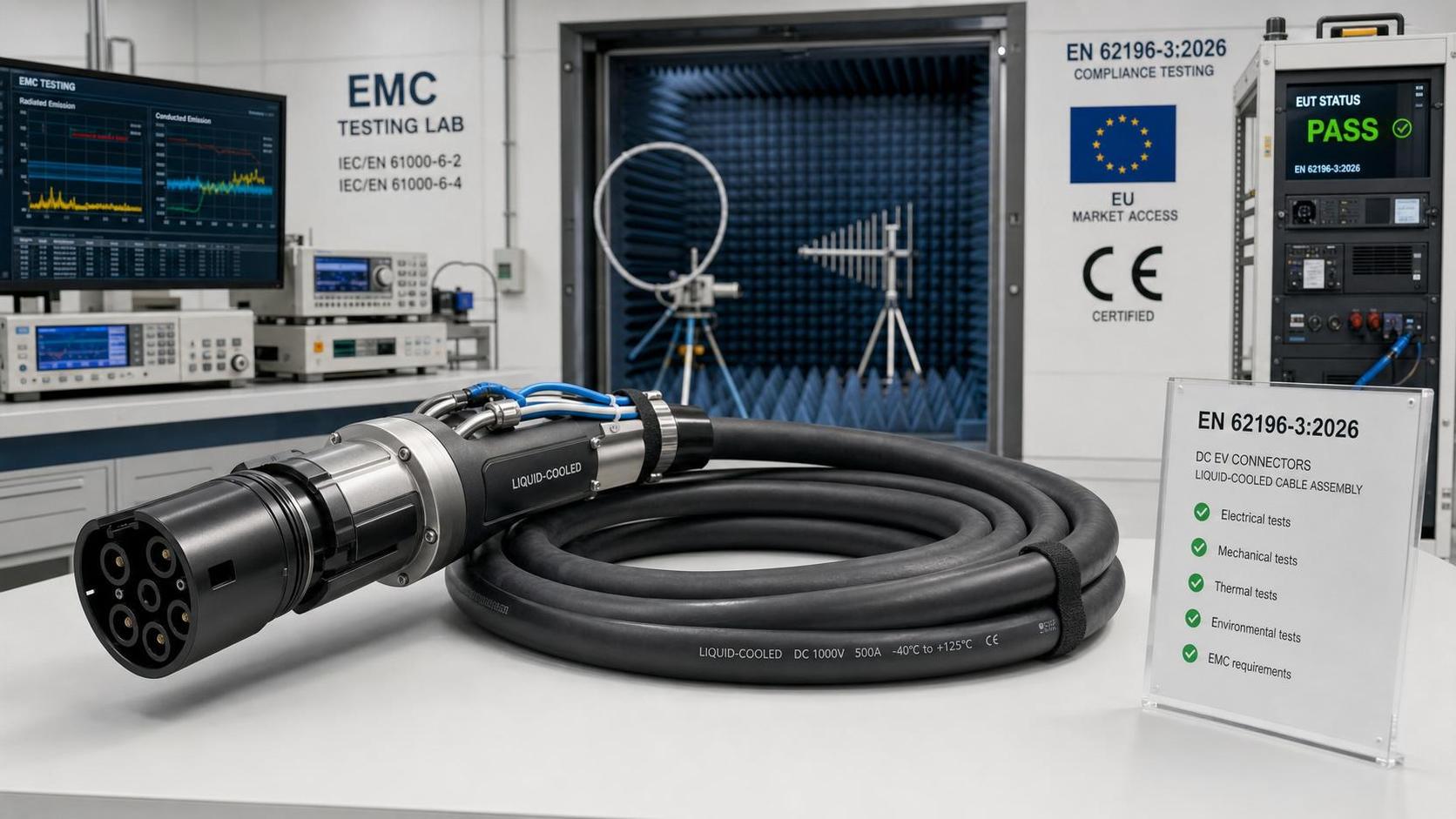 EN 62196-3:2026 Raises EMC Test Bar for Liquid-Cooled Cables
