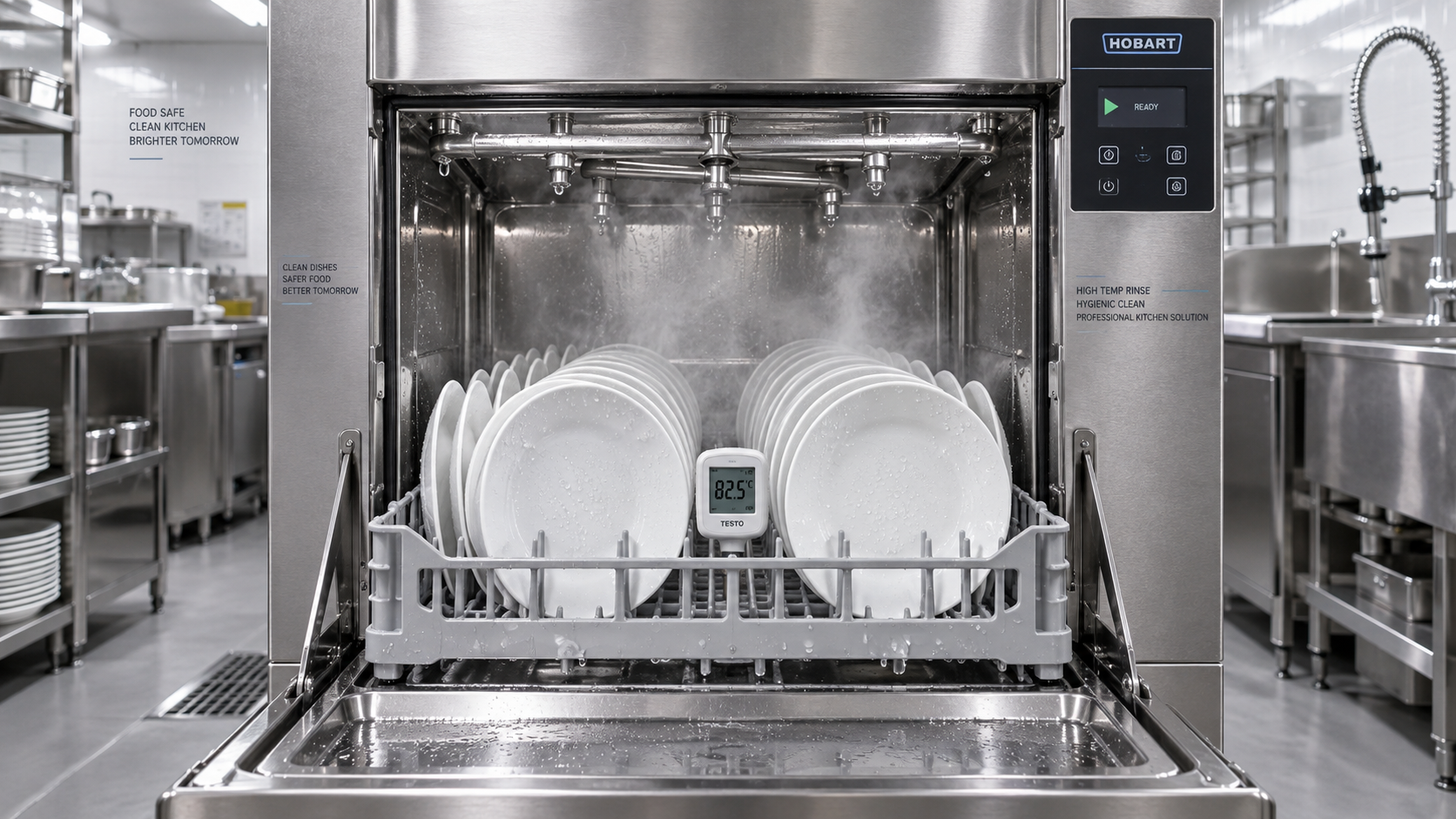 What final rinse temperature is required for hotel dishwashing?