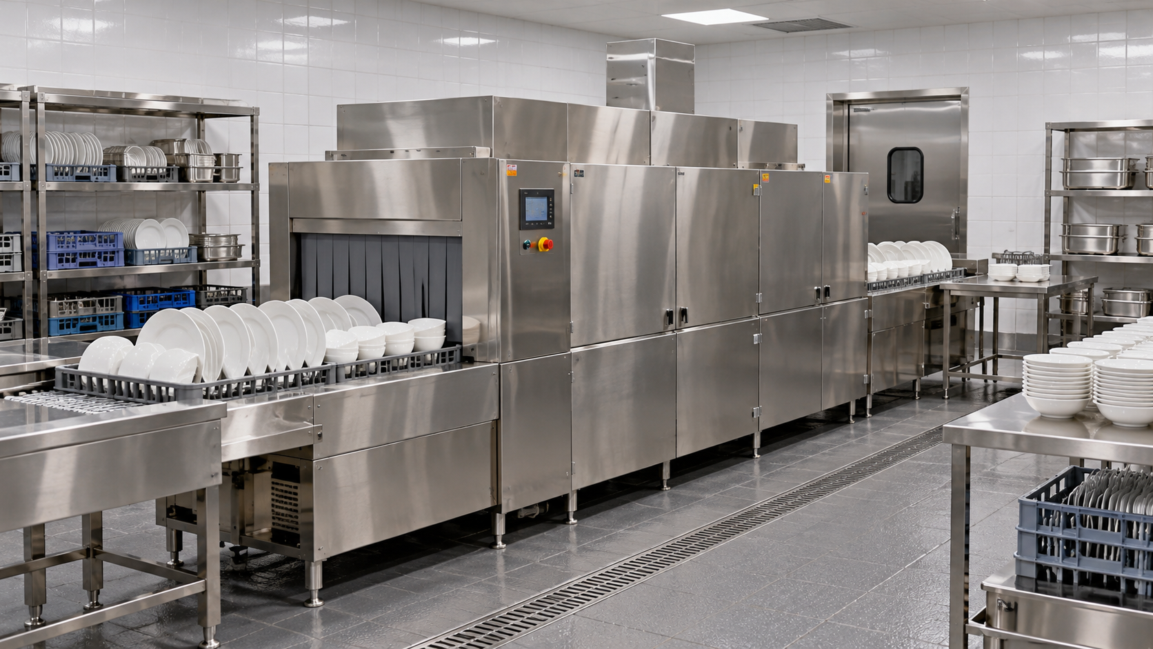 What size flight-type dishwasher does a hotel need?