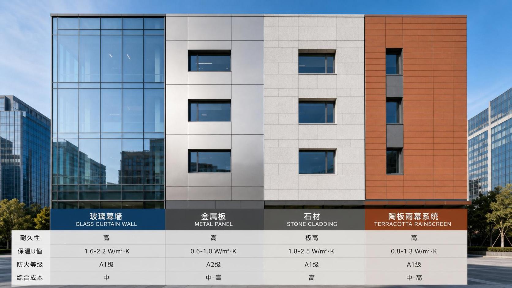 Facade Materials Selection: How to Compare Durability, U-Value, Fire and Cost