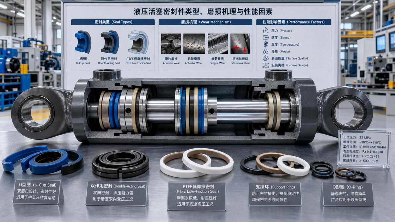 Hydraulic Piston Seals Explained: Seal Types, Wear Patterns, and Performance Factors