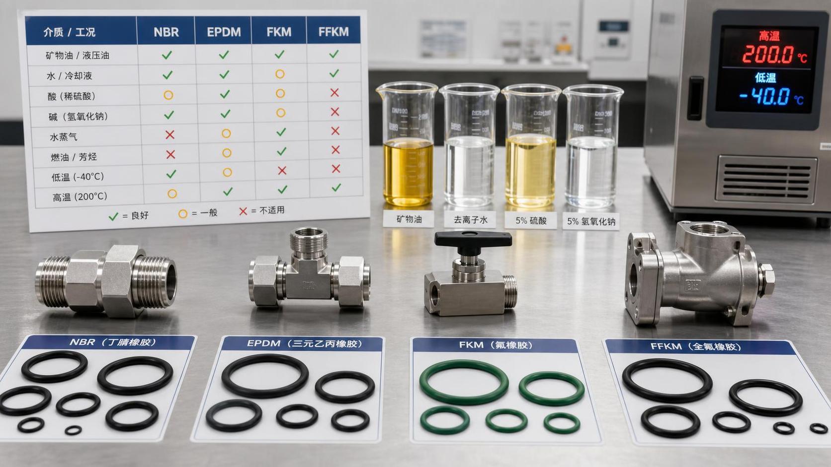 O-Ring Materials Compatibility: How to Match Elastomers to Fluids and Temperature