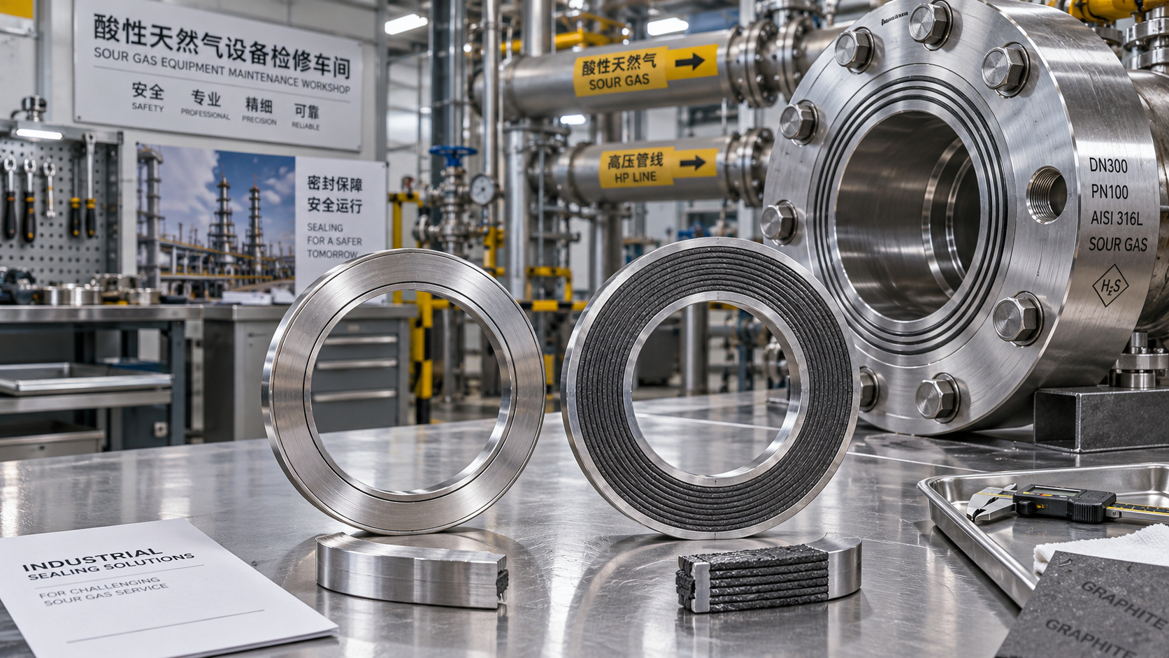 Which industrial sealing gaskets are suitable for sour gas service?