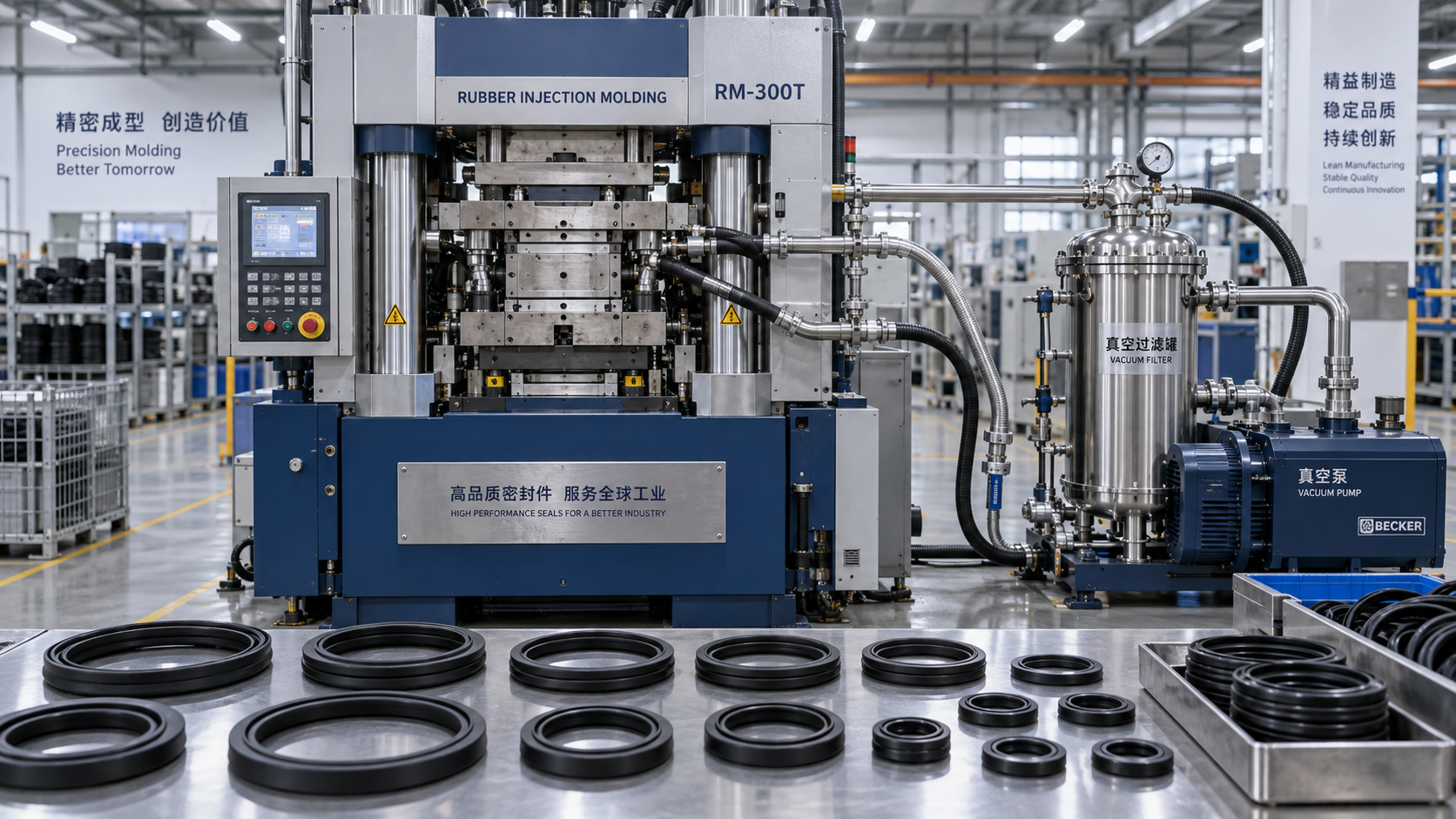When does rubber injection molding equipment need a vacuum system?