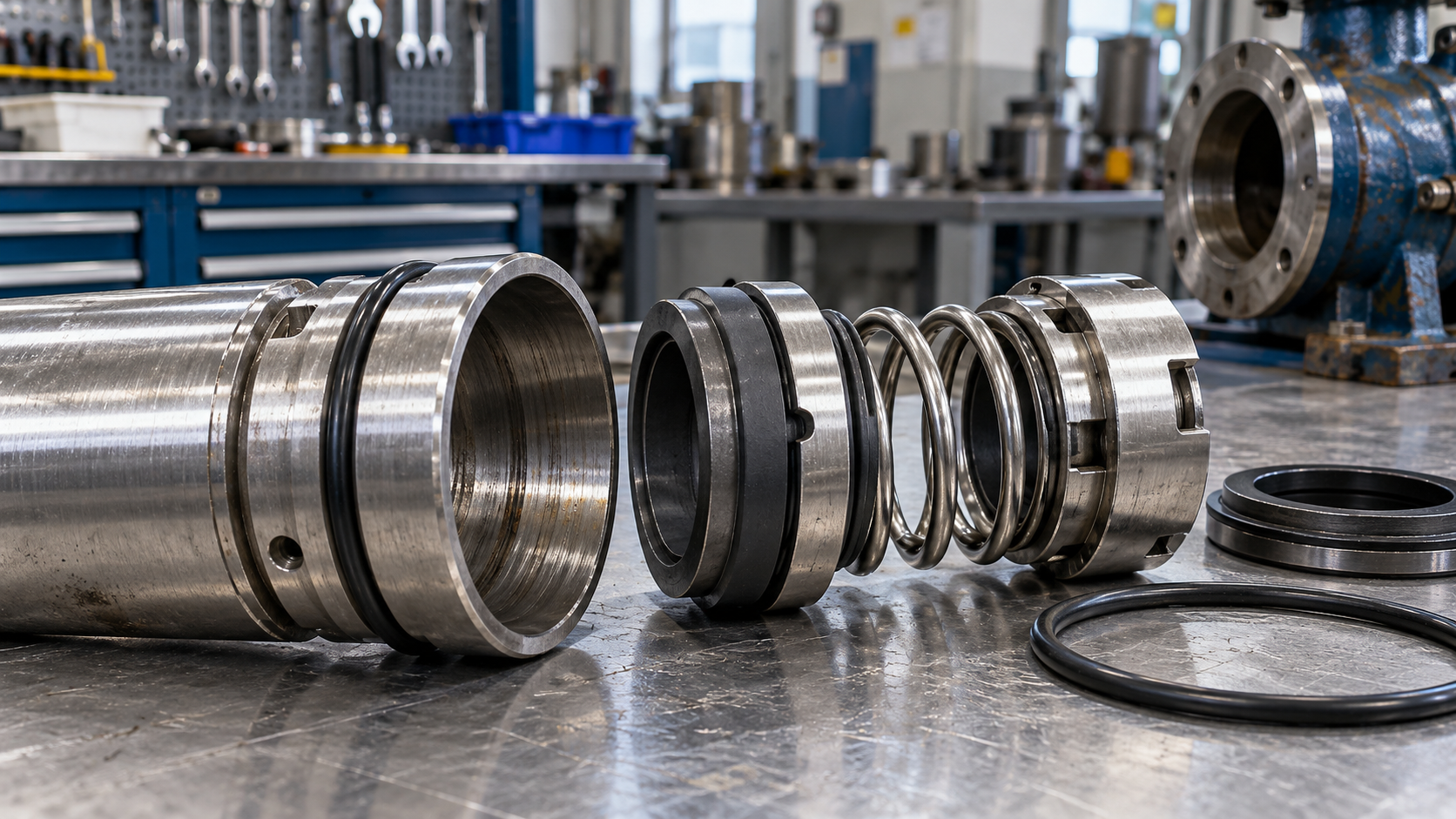 What causes pusher seals in pumps to hang up on the shaft sleeve?
