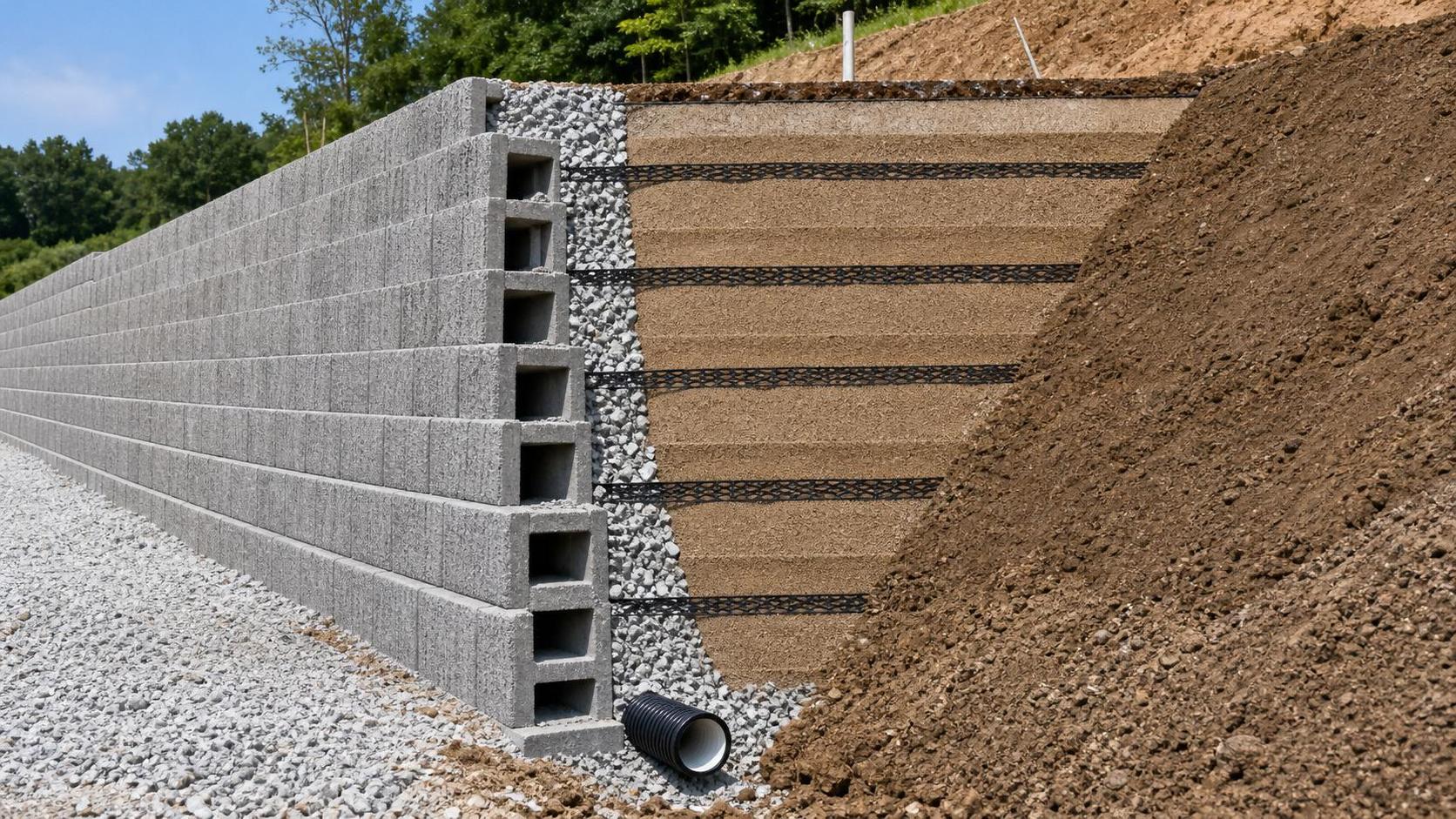 Soil Reinforcement Geosynthetics for Retaining Walls: Key Design and Drainage Checks