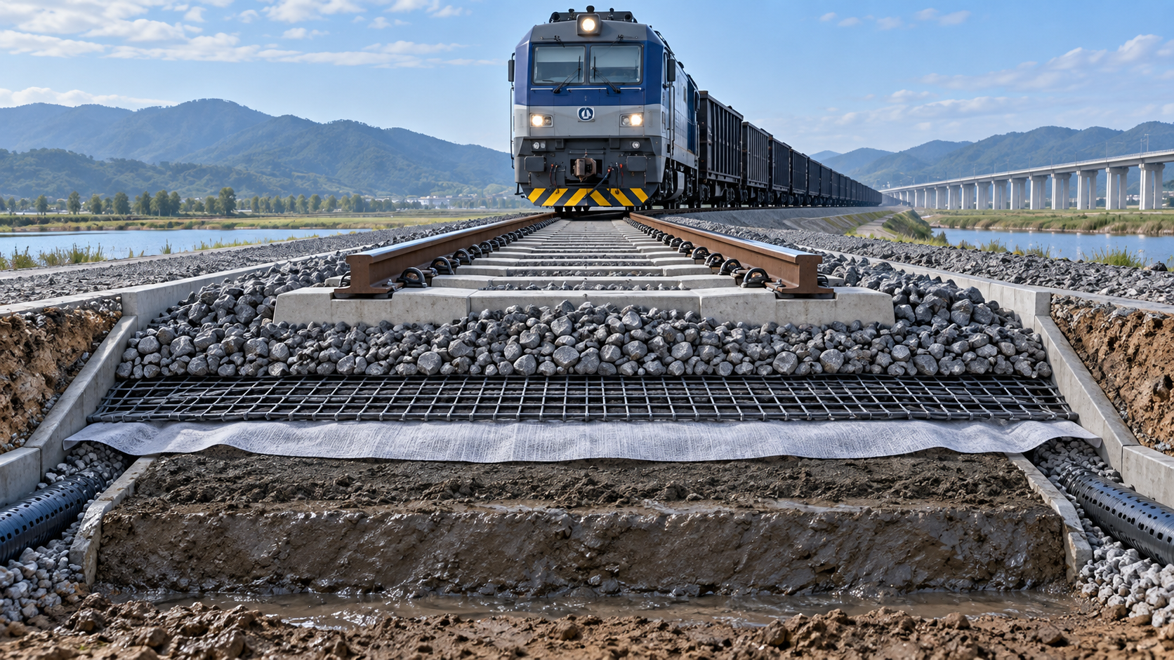 How railway geosynthetics reinforce weak subgrades under heavy axle loads