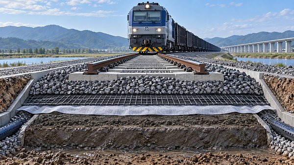 How railway geosynthetics reinforce weak subgrades under heavy axle loads