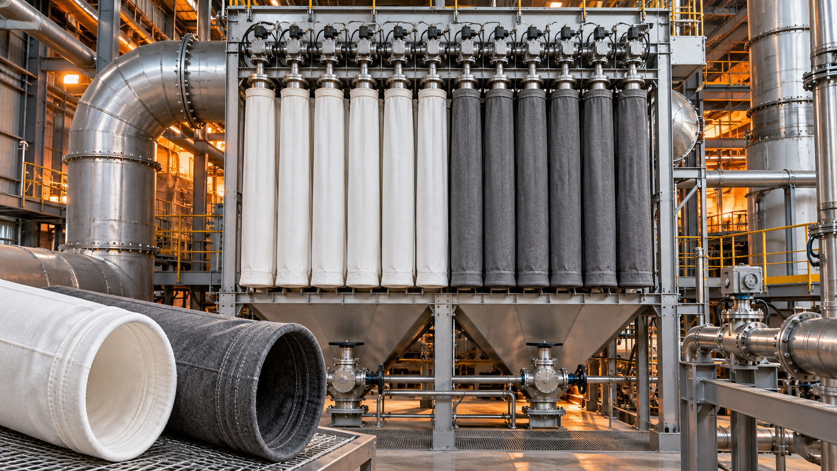 When do hot gas filter bags need PTFE instead of PPS?