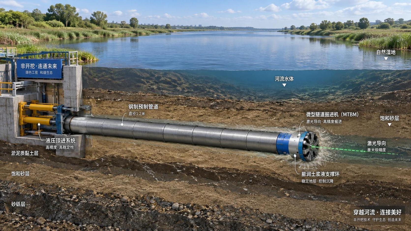 Can microtunneling be used under rivers without open-cut excavation?