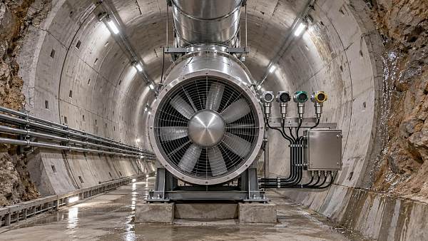 What gas concentration thresholds trigger automatic ventilation shutdown in tunneling?