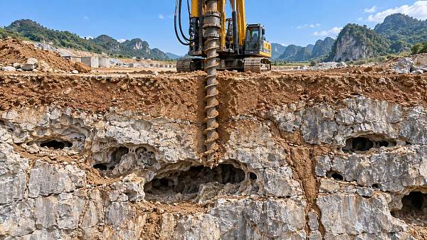 What are the key geotechnical risks of deep foundation drilling in karst terrain?