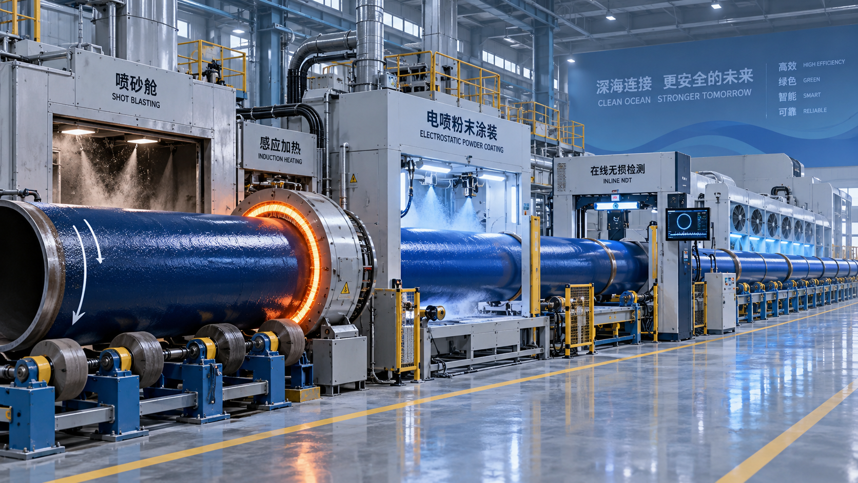 What offshore pipe coating equipment is needed for consistent coverage