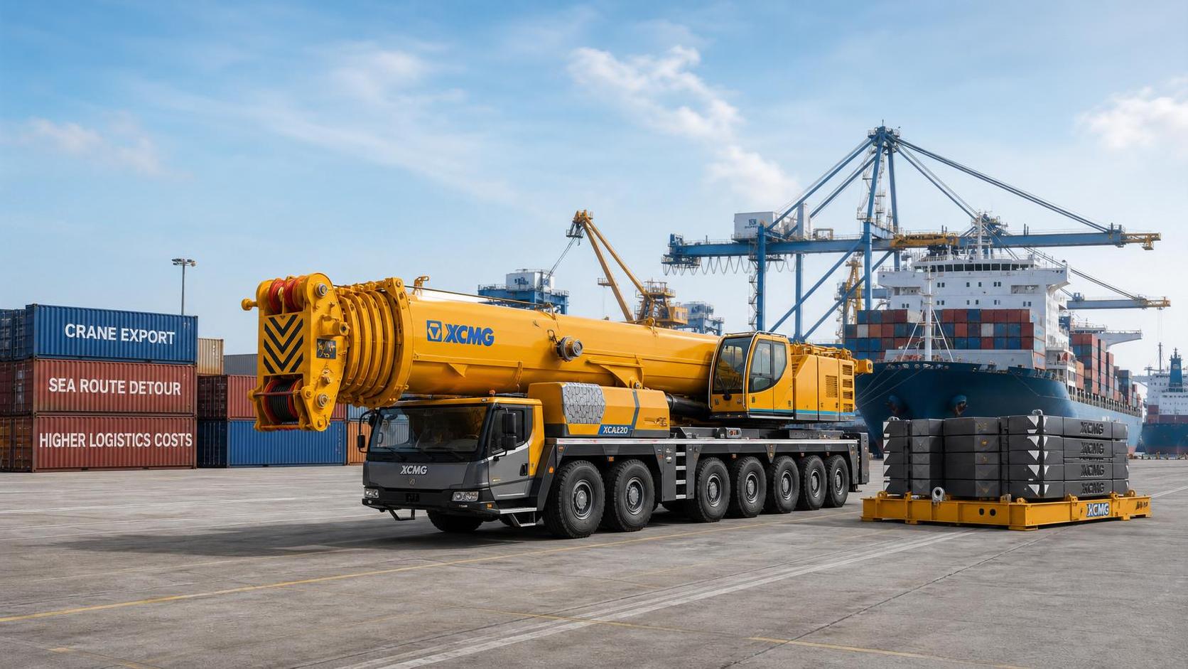 China Crane Export Logistics Costs Rise 12% on Red Sea Diversions