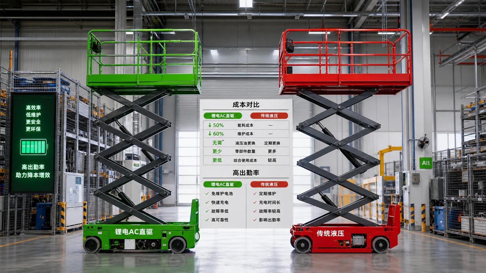 AC Direct Drive Scissor Lifts Lithium vs Hydraulic Models: Cost and Uptime