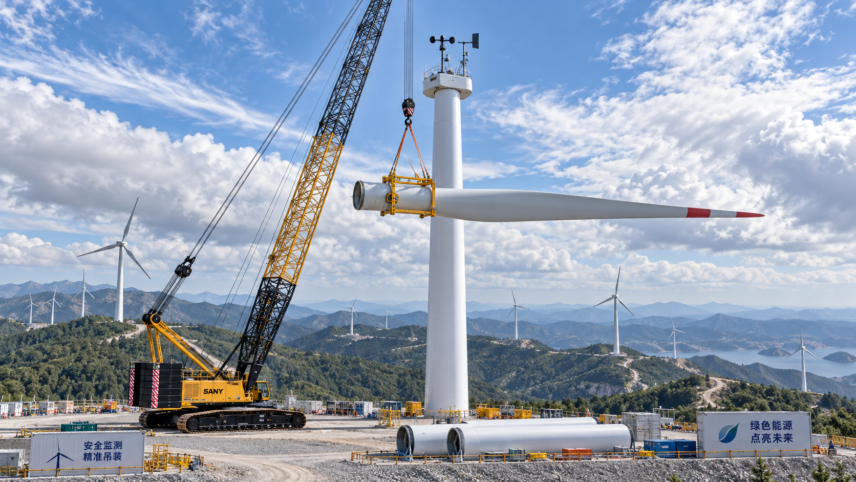 Wind turbine crane safety practices for lifting in high winds