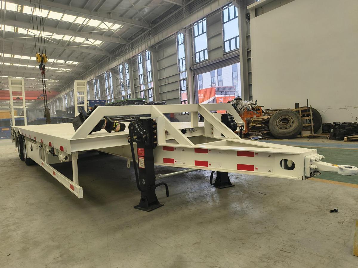 2 Axle Full Drawbar Flatbed Trailer with Ladder