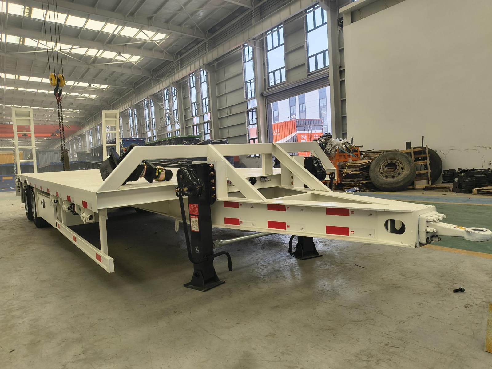 2 Axle Full Drawbar Flatbed Trailer with Ladder