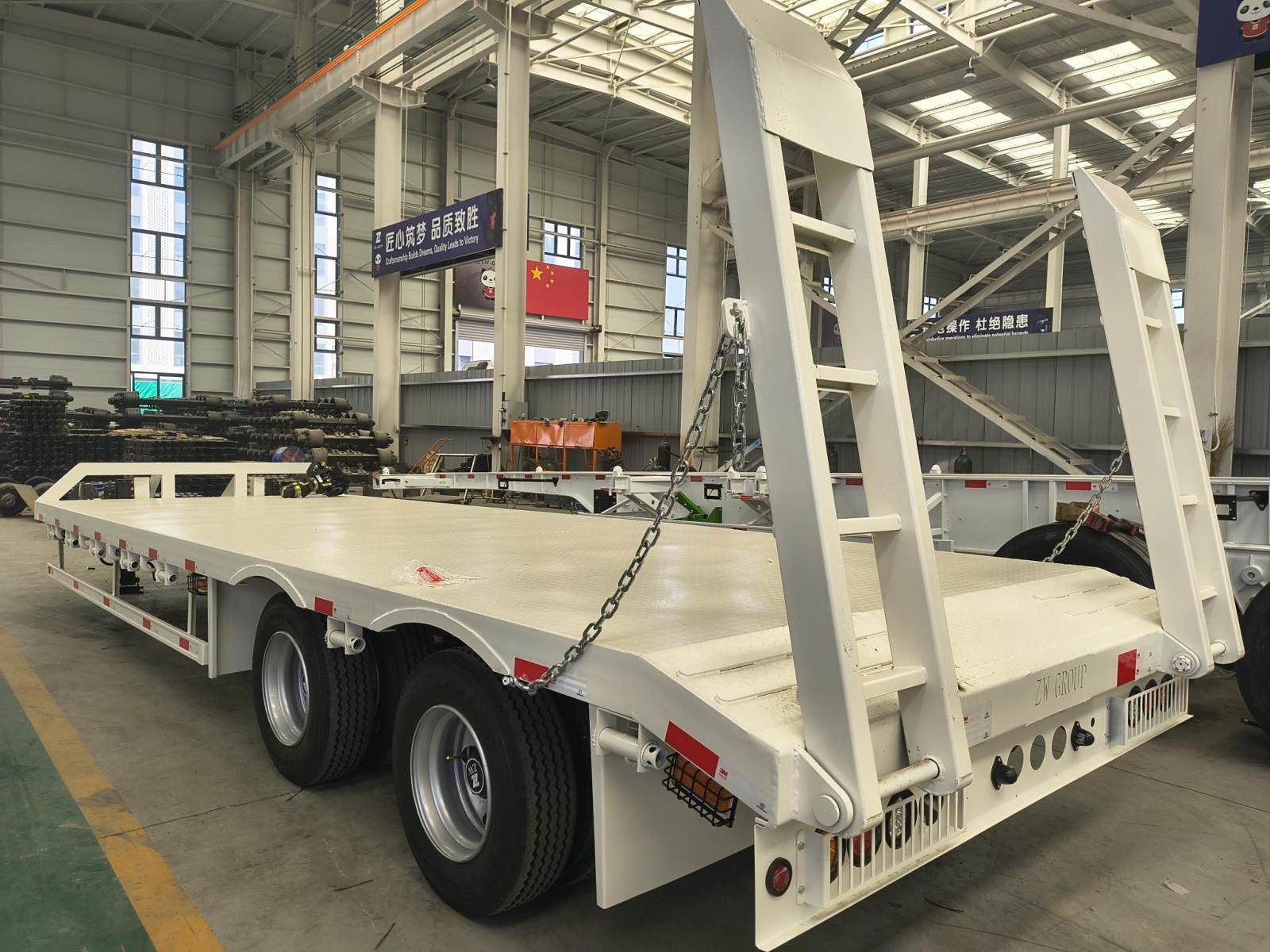 2 Axle Full Drawbar Flatbed Trailer with Ladder