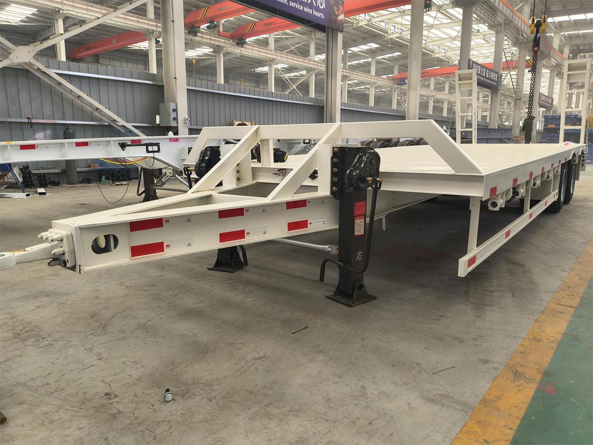 2 Axle Full Drawbar Flatbed Trailer with Ladder