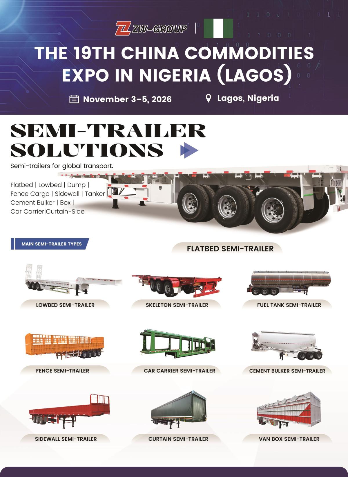 ZW Group at 19th China Commodities Expo Nigeria 2026 (Booth 1 A01)