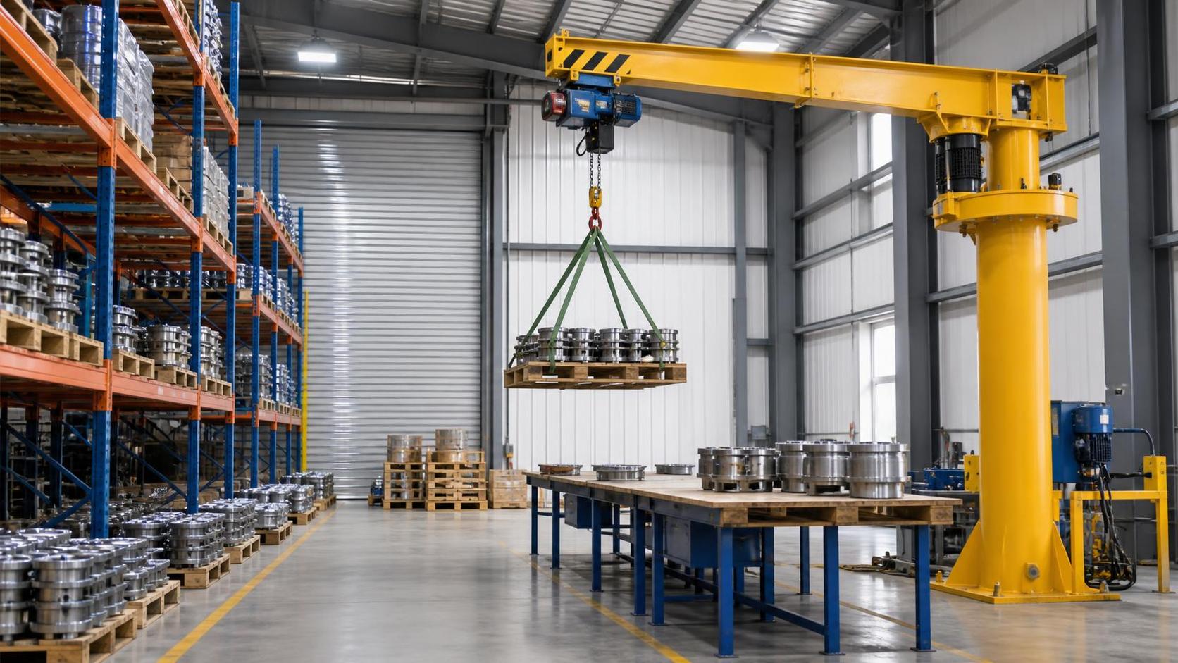 Where Does a Rotating Jib Crane Improve Material Flow in Warehouses?
