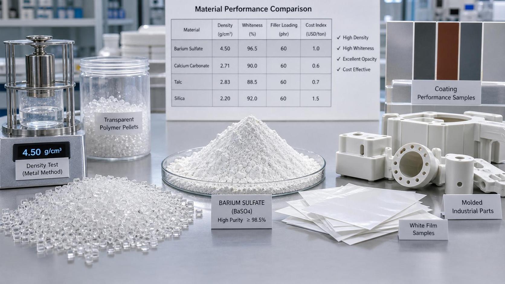How Barium Sulfate Mineral Fillers Affect Density, Brightness, and Cost