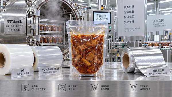 Which barrier film materials withstand retort packaging temperatures?