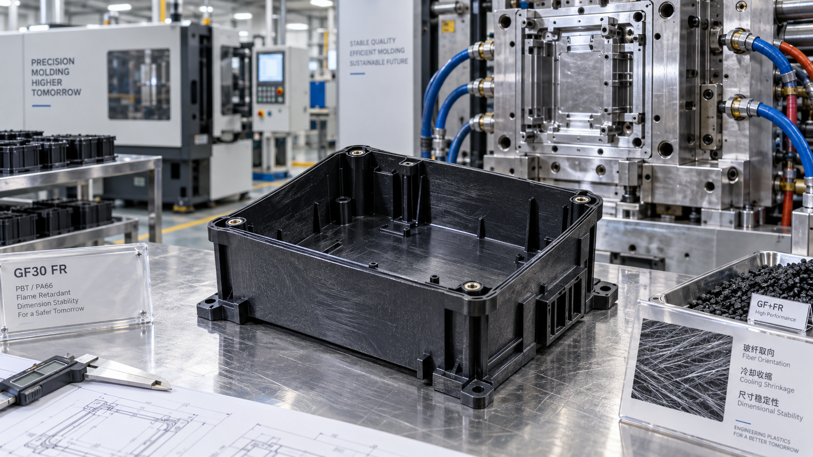 How glass fiber flame retardant engineering plastics affect part warpage