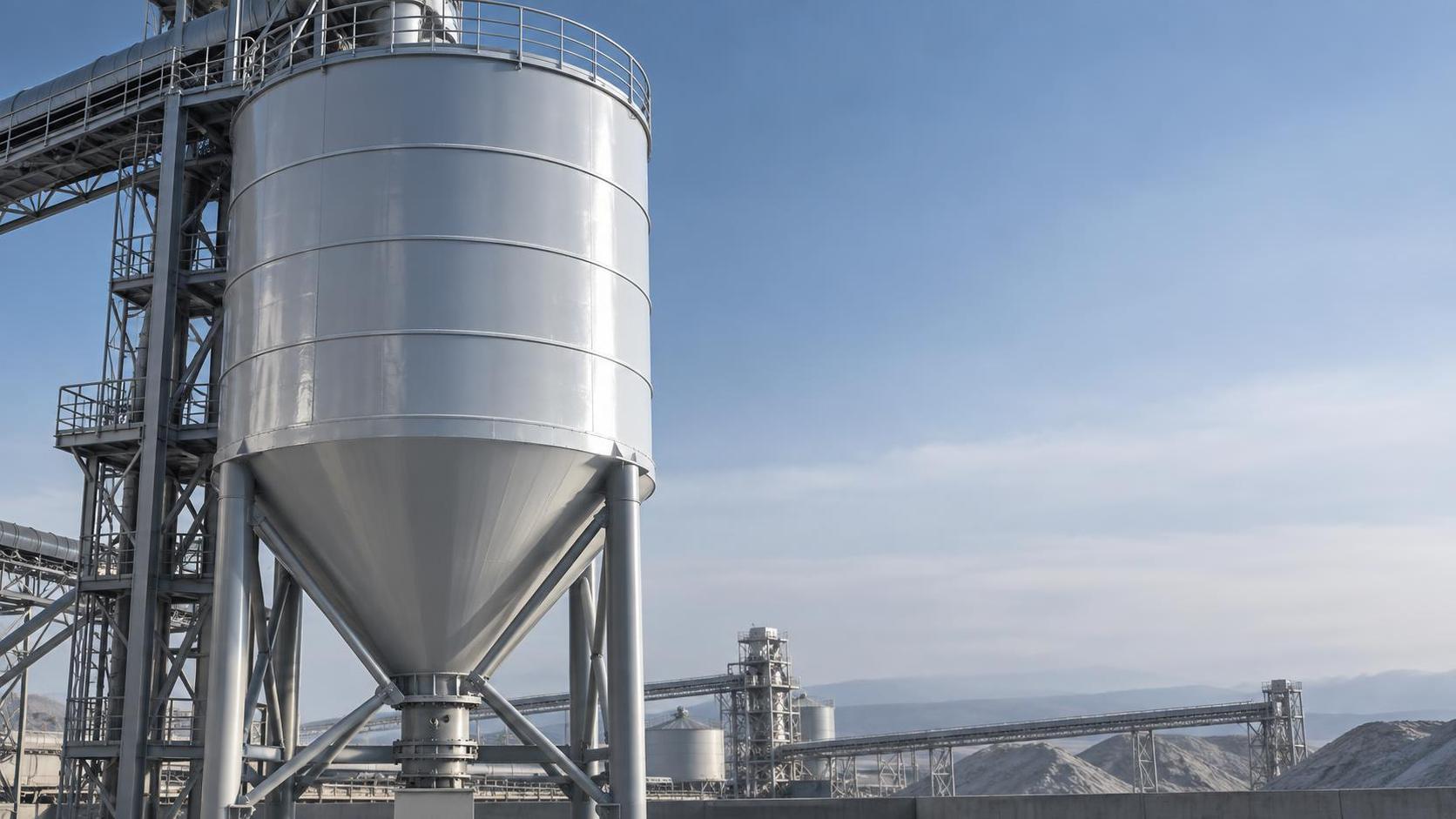 How long do dry bulk silos last when storing abrasive materials like cement or fly ash?