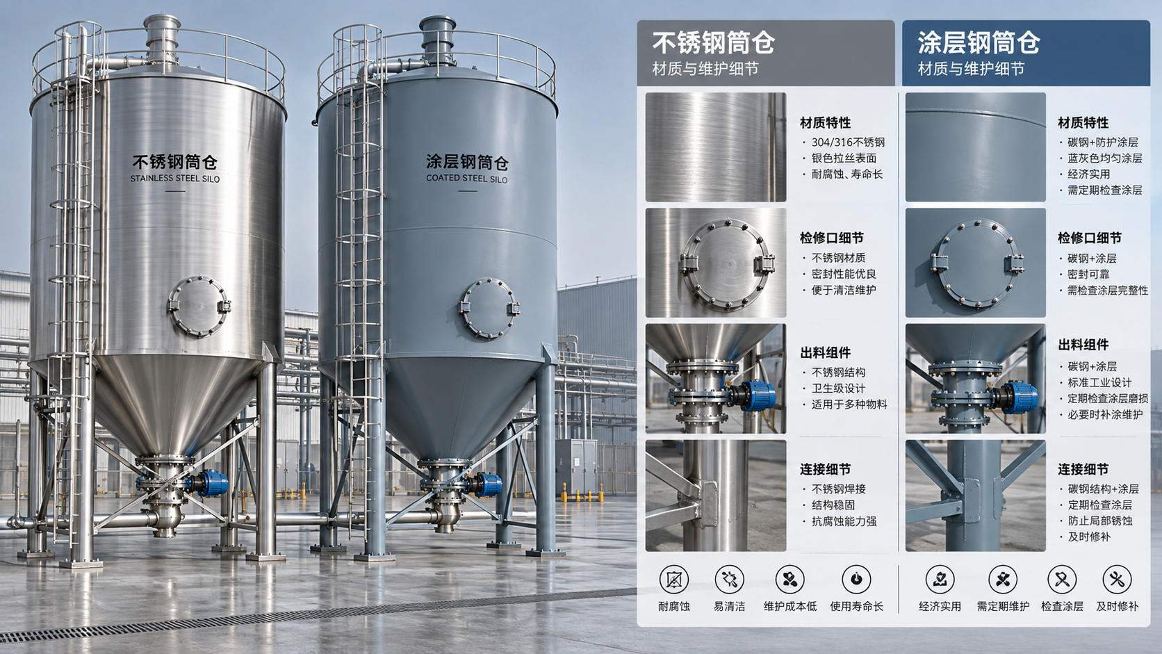 Stainless Steel Silos vs. Coated Steel: Comparing Lifetime Costs Stainless Steel Silos vs. Coated Steel: Comparing Lifetime Costs