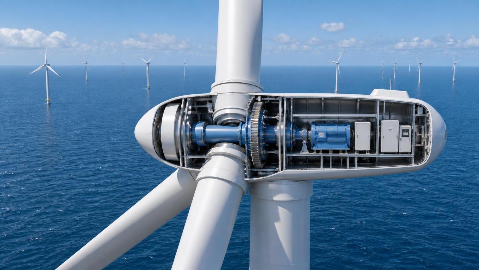 How are the nacelle and hub different in a wind turbine?