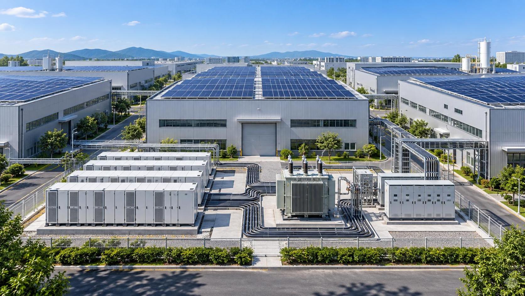 Behind-the-Meter Energy Systems for Industrial Parks: Sizing Solar, Storage, and Loads