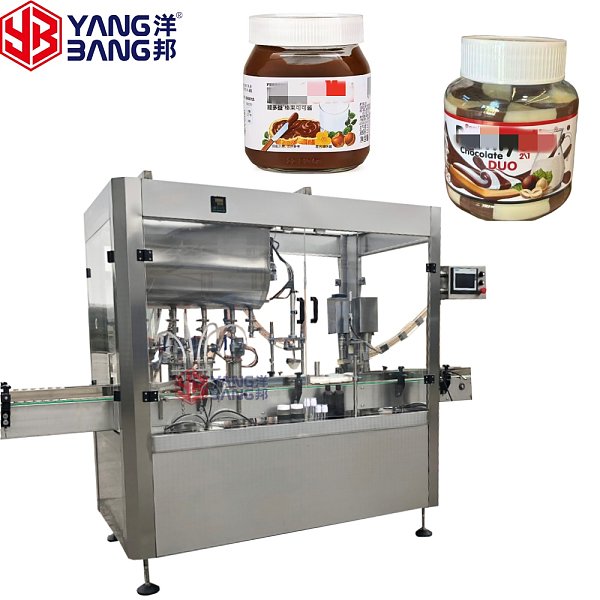 YB-J4B Automatic High Precision Chocolate Sauce Bottle Jar Thick Sauce Filling Capping Machine Used for Industry
