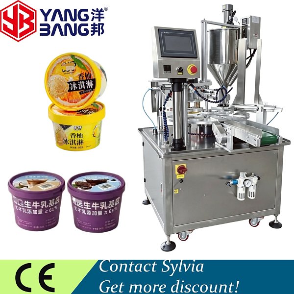 YB-FBJ2 Full Automatic 2-head Easy Maintenance Hot Sale Ice Cream Liquid Cup Sauce Filling Sealing Machinery