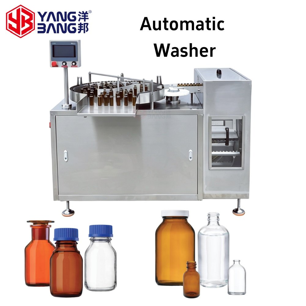 YB-ZX100 Full Automatic Glass Bottle Washing Machinery Used for Production Adjustable Bottle Sizes High Cleaning Degree