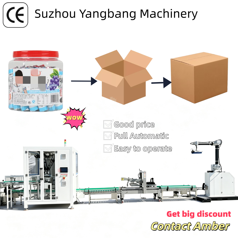 YB-ZX1300-2 High Speed Automatic Coffee Cup Case Packer Machine SUS304 Robotic Arm Box Packing Production Line