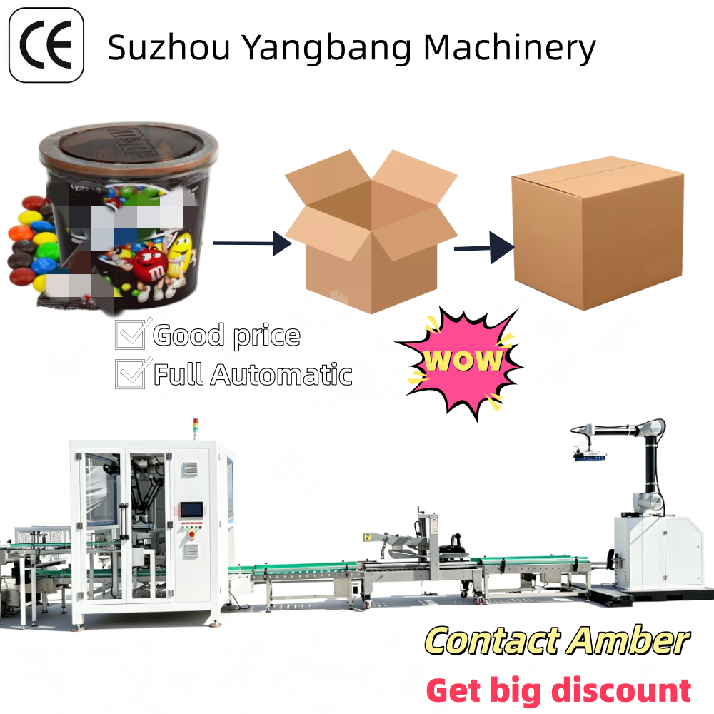 YB-ZX1300-2 Automatic Coffee Cup Case Packing Line Paper Plastic Cup Robotic Box Packer Machine Secondary Packaging Line