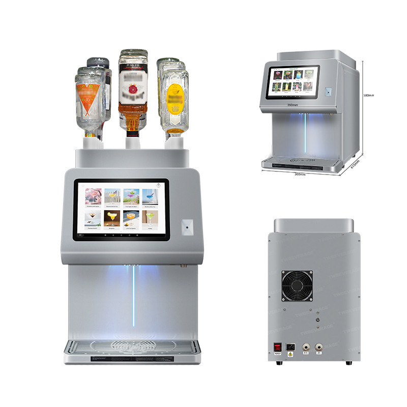 Machine three views Tabletop Cocktail Machine Partners with AI²Robotics for Robotic Beverage Service