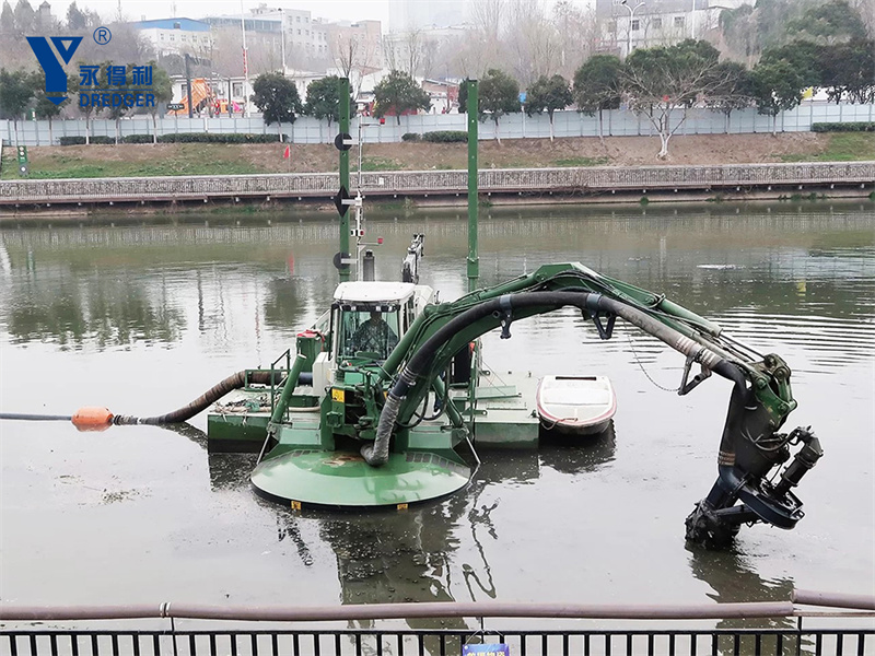 Wanneer is een baggermachine met emmerwiel geschikt voor zandwinning in ondiep water?