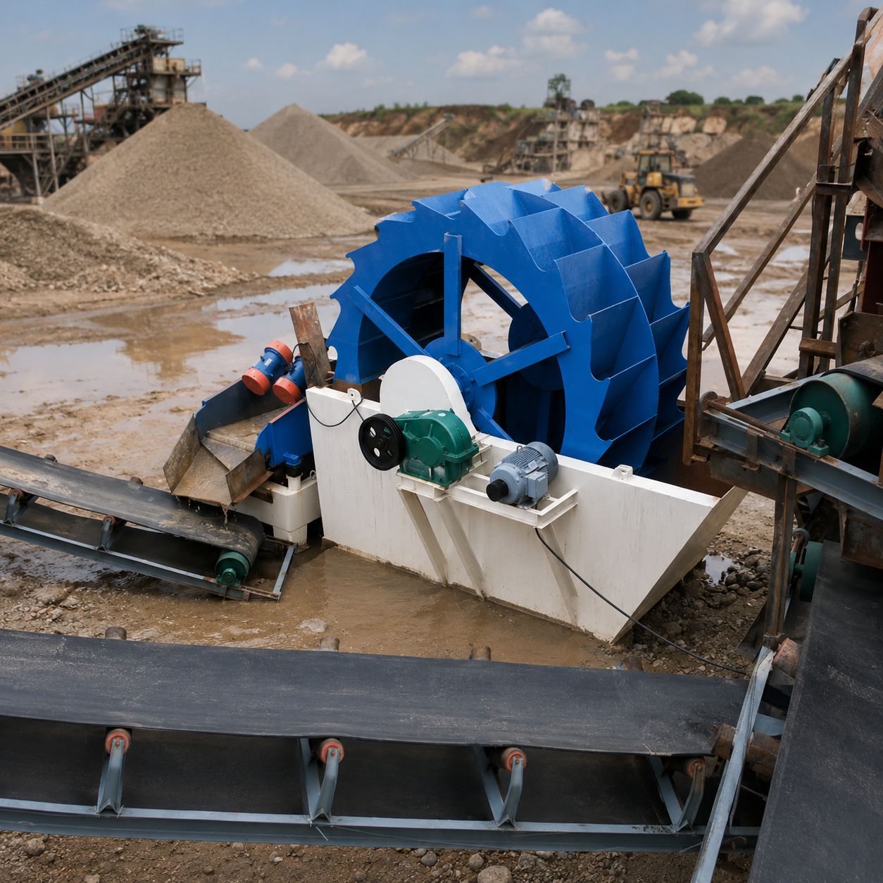 Équipement de lavage du sable à double roue haute capacité FEIFAN pour carrière, exploitation minière et construction, avec certification CE et ISO, laveuse de sable à roue sur mesure