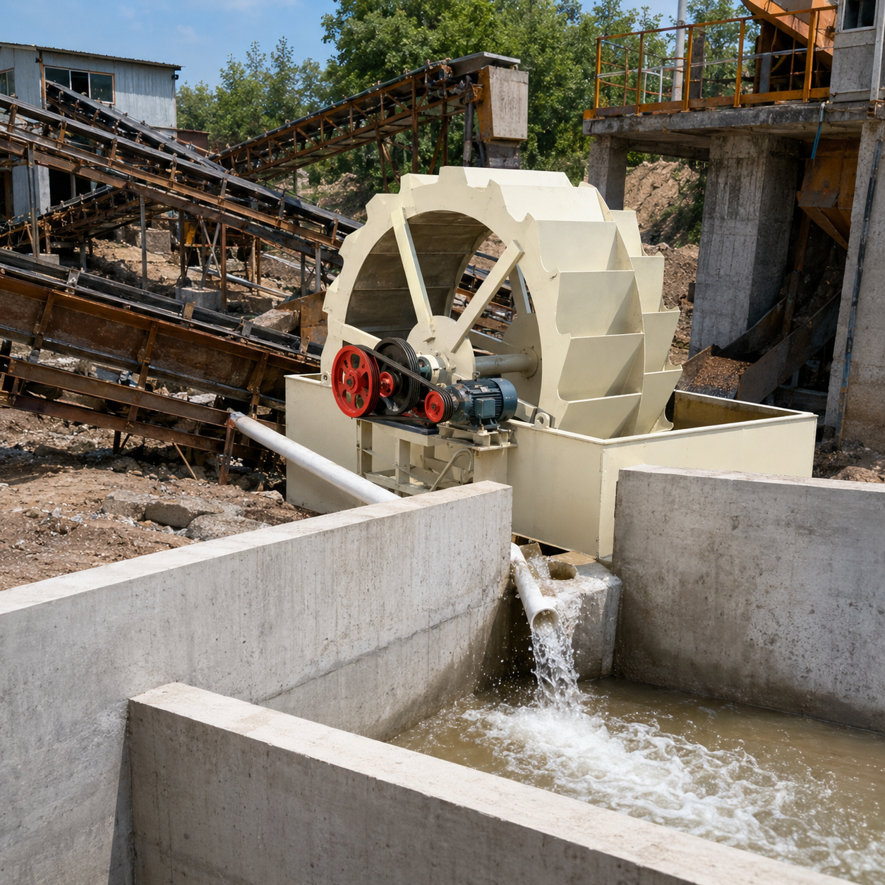 Équipement de lavage du sable à double roue haute capacité FEIFAN pour carrière, exploitation minière et construction, avec certification CE et ISO, laveuse de sable à roue sur mesure