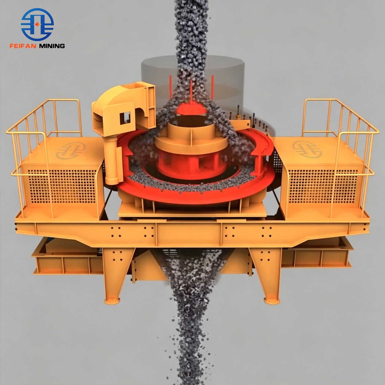 Machine de fabrication de sable OEM VSI-7000 pour le quartz avec deux modes de concassage, revêtement annulaire, pour le traitement des déchets de mine, de la pierre et du sable de quartz