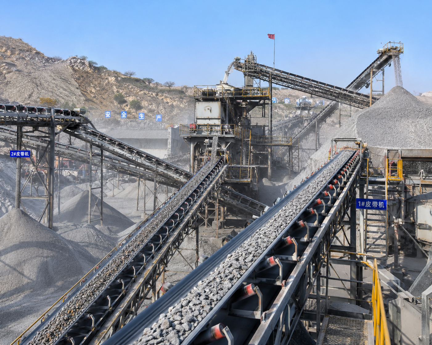 Convoyeur à bande à barrières latérales | Machine de transport pour le minerai en vrac, installation de concassage de pierre
