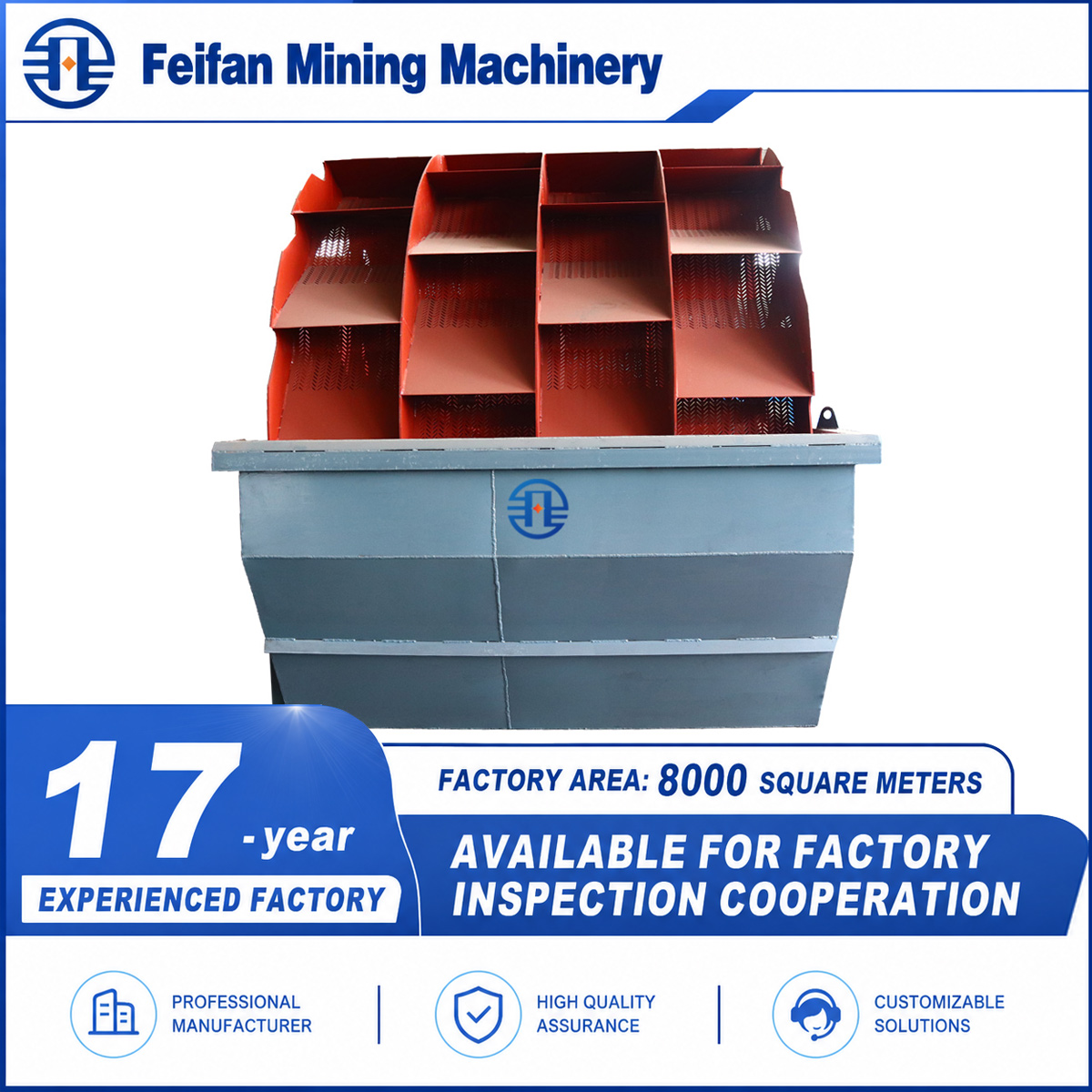 Machine de lavage de sable à roues avec configuration d’alimentation OEM personnalisée pour différentes normes de tension régionales