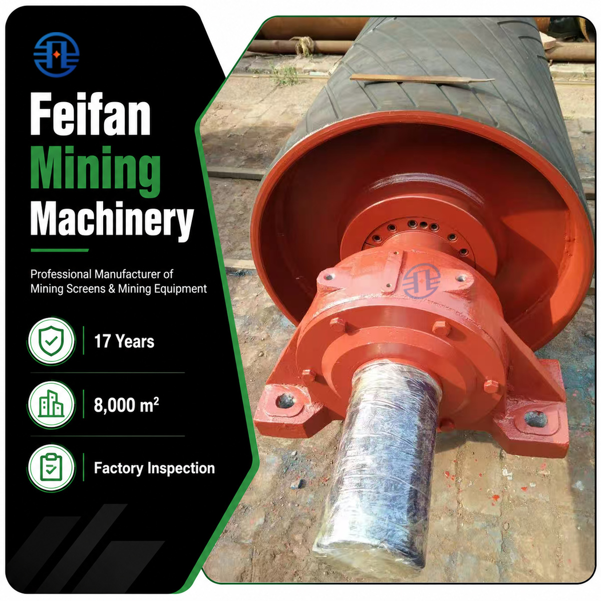 Kit de galets tendeurs, poulies et pièces de rechange pour ligne de concassage de pierre FEIFAN OEM, ensemble complet pour système de mine et de carrière